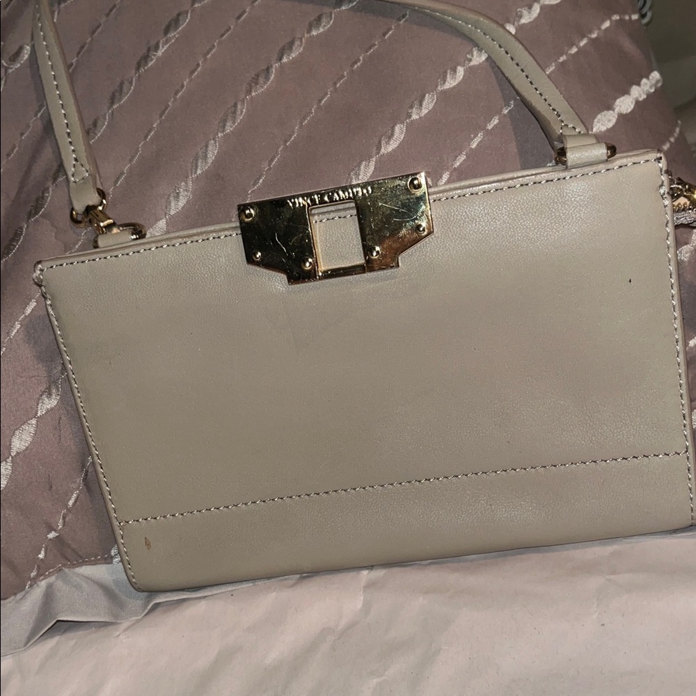 Vince Camuto Cream Bag with Gold Accents